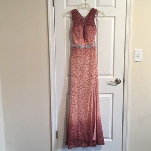 Long lace glitter dress